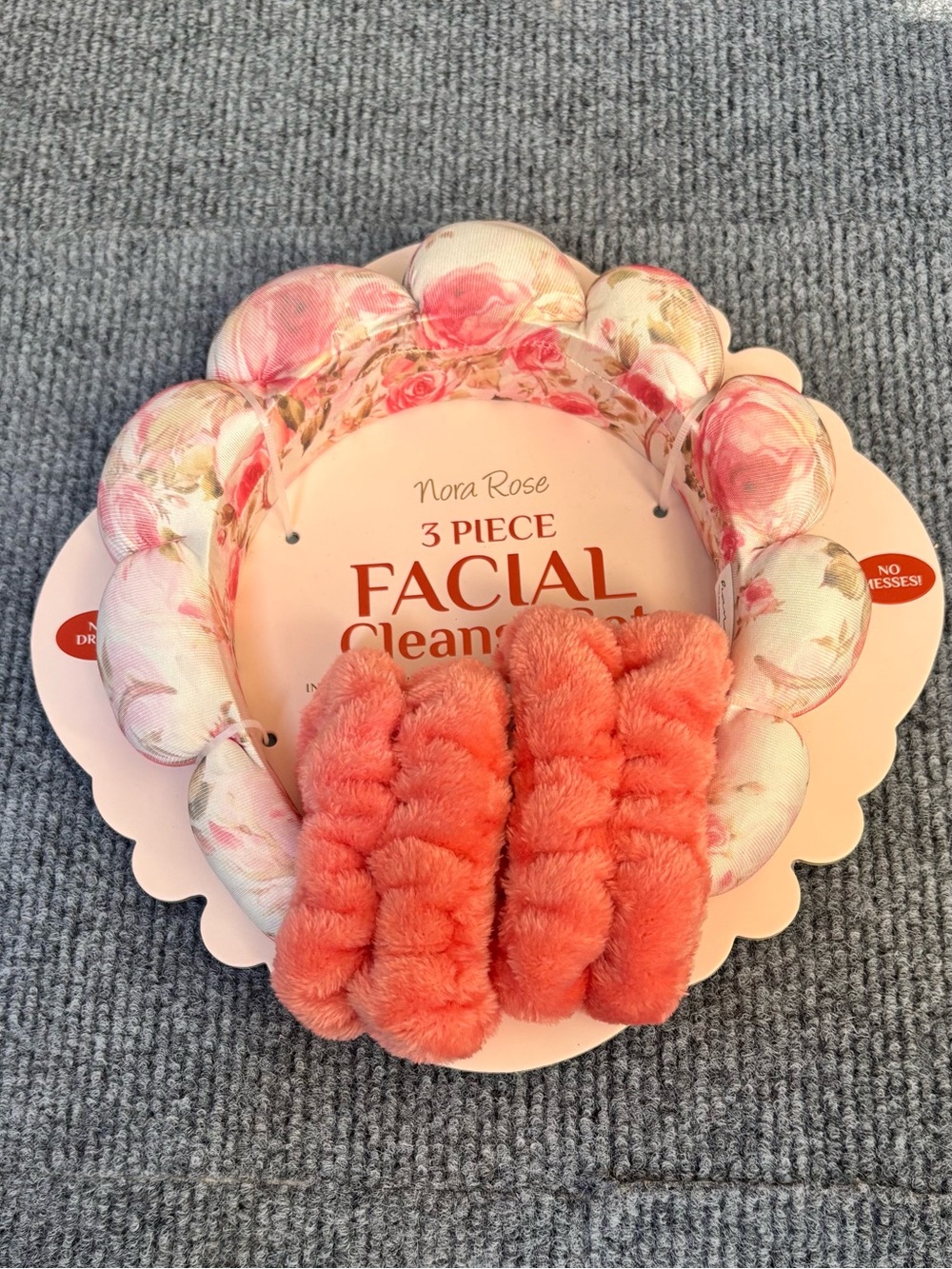 Coral Plush Facial Headband & Wristbands - 3 Piece Set
